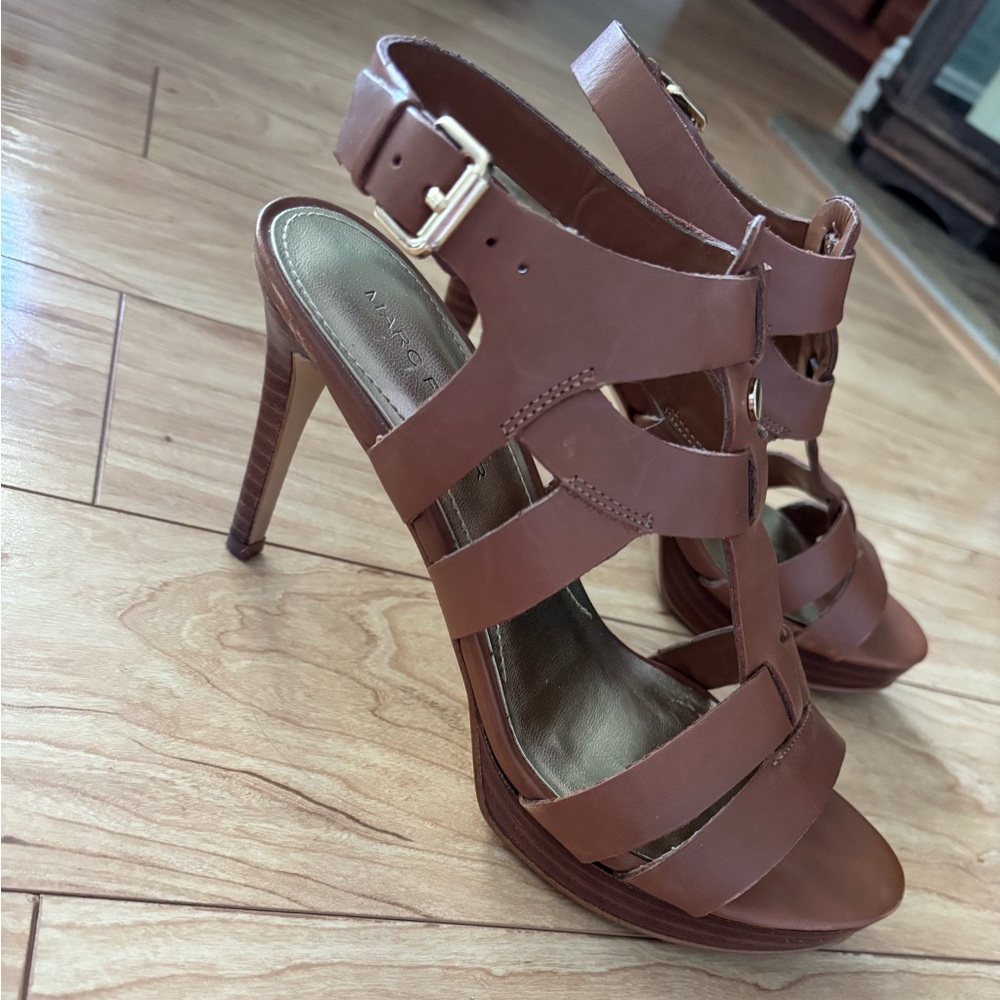 Marc Fisher Brown Strappy Heels